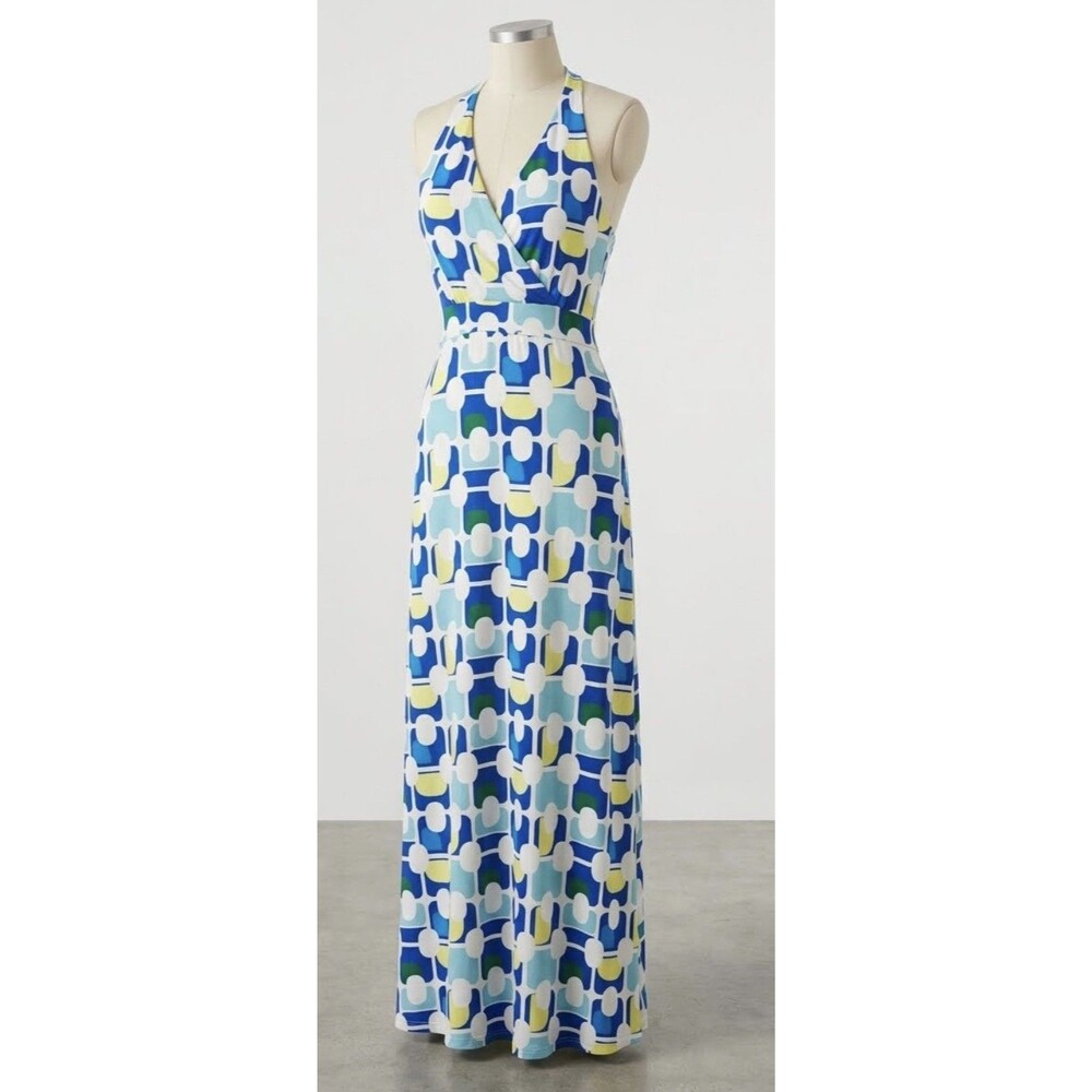 Soma WKND Womens XL Soft Jersey Maxi Dress Built In Bra Pockets Geometric